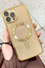 iPhone 15 Pro Max Kamera Korumalı Parlak Simli Magsafe Destekli Modern Shimmer Kılıf