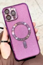 iPhone 15 Pro Max Kamera Korumalı Parlak Simli Magsafe Destekli Modern Shimmer Kılıf - Görsel 4