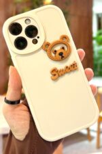 iPhone 14 Pro Ayıcık Desenli Sevimli 3 Boyutlu Tatlı Şirin Kamera Korumalı Silikon Shape Kılıf