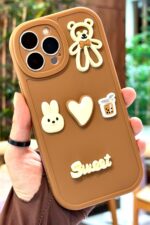 iPhone 14 Pro Ayıcık Desenli Sevimli 3 Boyutlu Tatlı Şirin Kamera Korumalı Silikon Shape Kılıf - Görsel 2