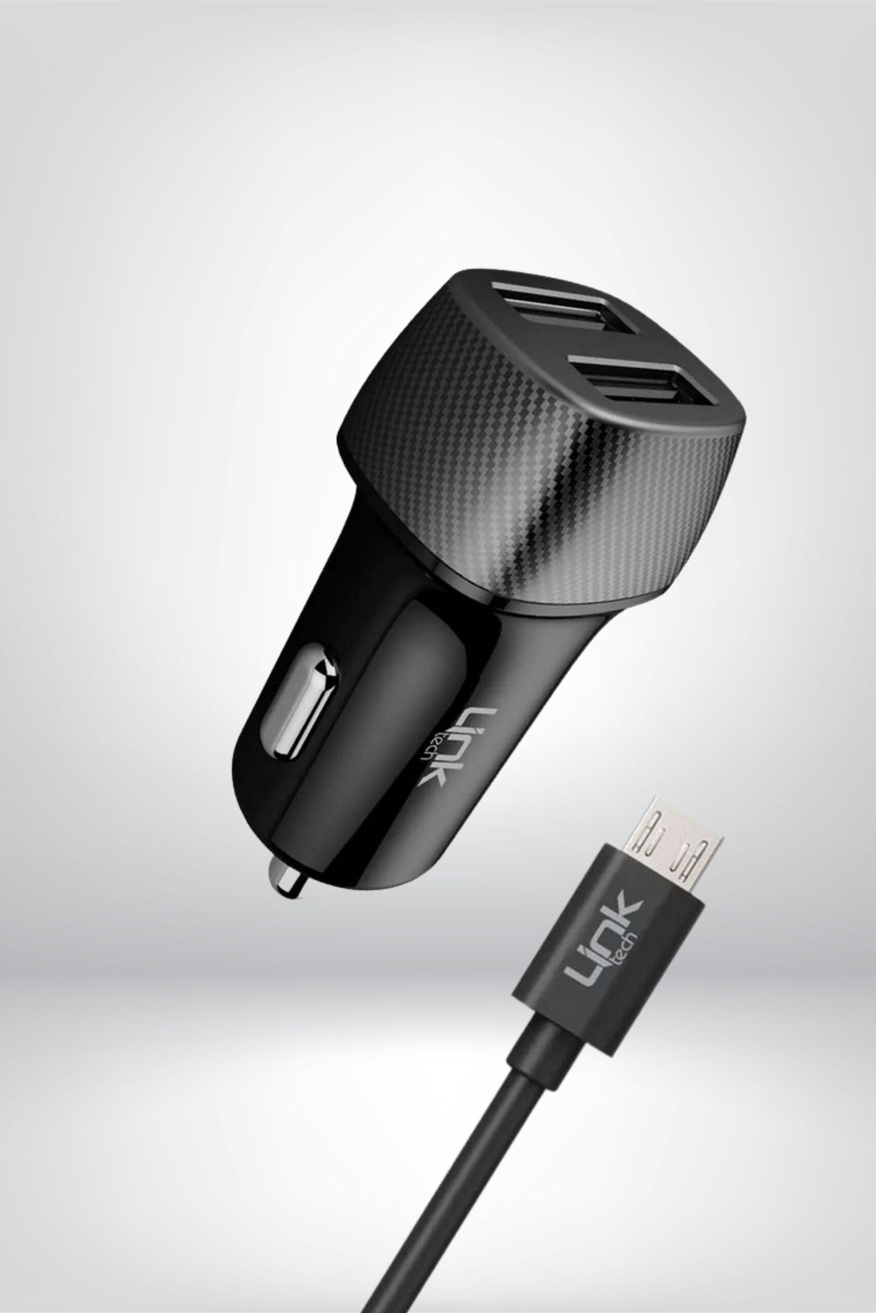 1 C491 Safe Karbon Görünümlü Micro USB Kablolu 12W Araç Şarj Aleti - Görsel 1