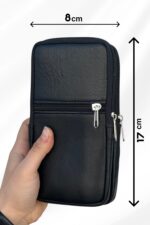Çift Telefon Hazneli Dikey Bel Tipi Fermuarlı Kemer Kılıf - Görsel 3