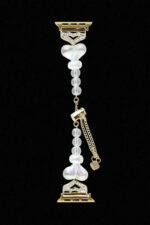 Watch Uyumlu 42/44/45/49Mm Tlp Beyaz Kalpli Boncuklu Şık Trend Saat Kordonu