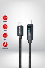 Dudao L7C Type-C to Type-C 100W LED Ekranlı Kablo 1m - Siyah - Görsel 2