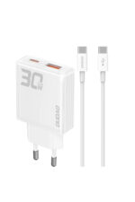 Dudao A30EU-CC USB-C/USB-C Kablo Şarj Cihazı, 30W, 3A, 1 x USB-A - 1 x USB-C